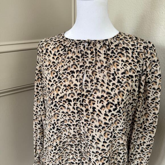 Rebecca Taylor Leopard Print 100% Silk V-Neck Blouse Size 4 - Picture 3 of 9